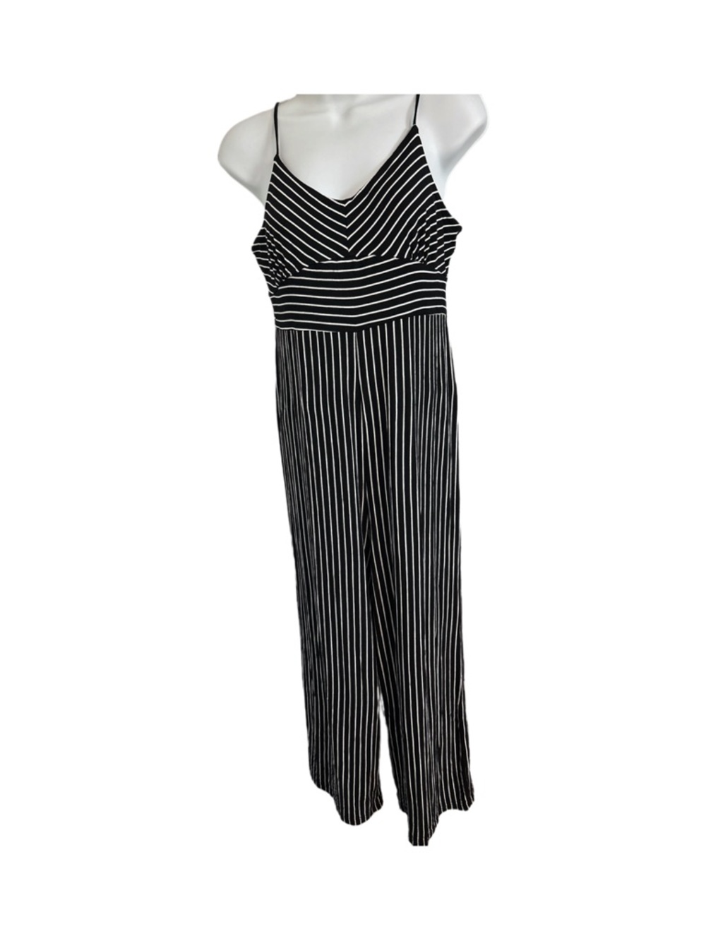 Rio Striped Knit Jumpsuit Black White Minimalist Classic Euro Summer Size L
